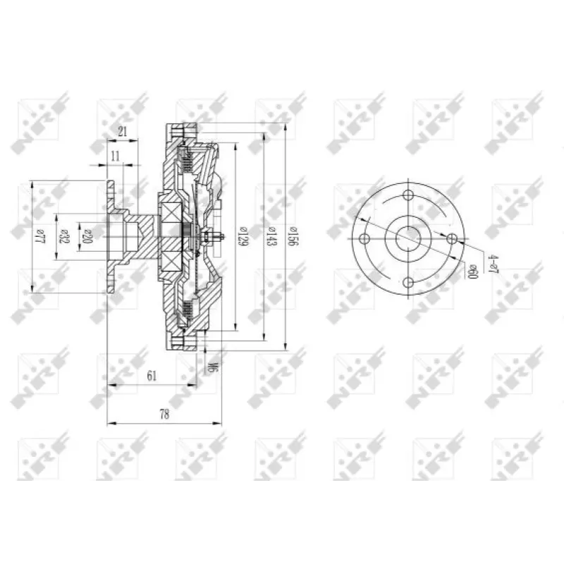 Муфта вентилятора NRF 49573 для Nissan Patrol GR Y61 1997-2000, Navara D22 2002-, 156 мм