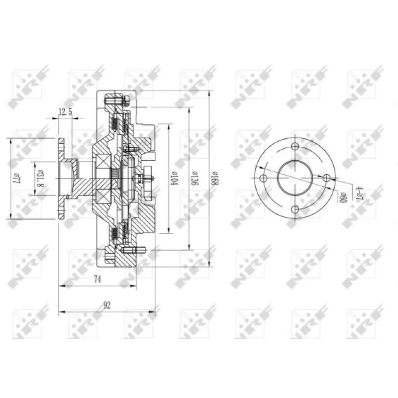 Муфта вентилятора NRF 49585 для Nissan Navara NP300/Pathfinder 2.3/2.5 dCi 2005-, 168x92 мм