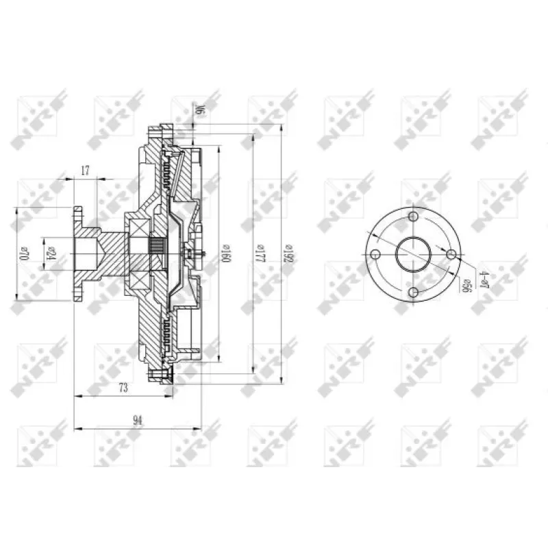Муфта вентилятора NRF 49591 для Mitsubishi L200 2.5 DI-D 2005-2015, зовнішній діаметр 192 мм