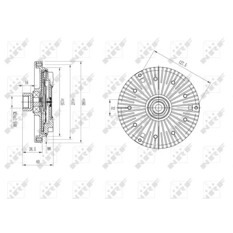 Муфта вентилятора NRF 49640 для BMW 3 (E46) M3, 5 (E34) M 3.8, 7 (E32) 735iL 160 мм
