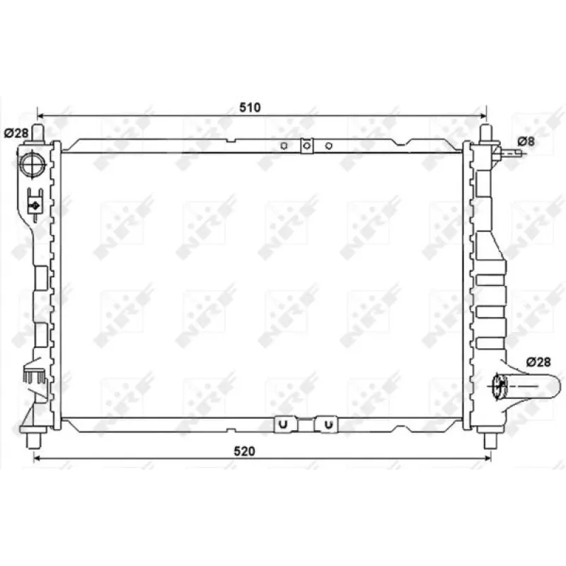 Радіатор охолодження NRF 53068 для Chevrolet Matiz M200/M250 2005- (320x460x16 мм)