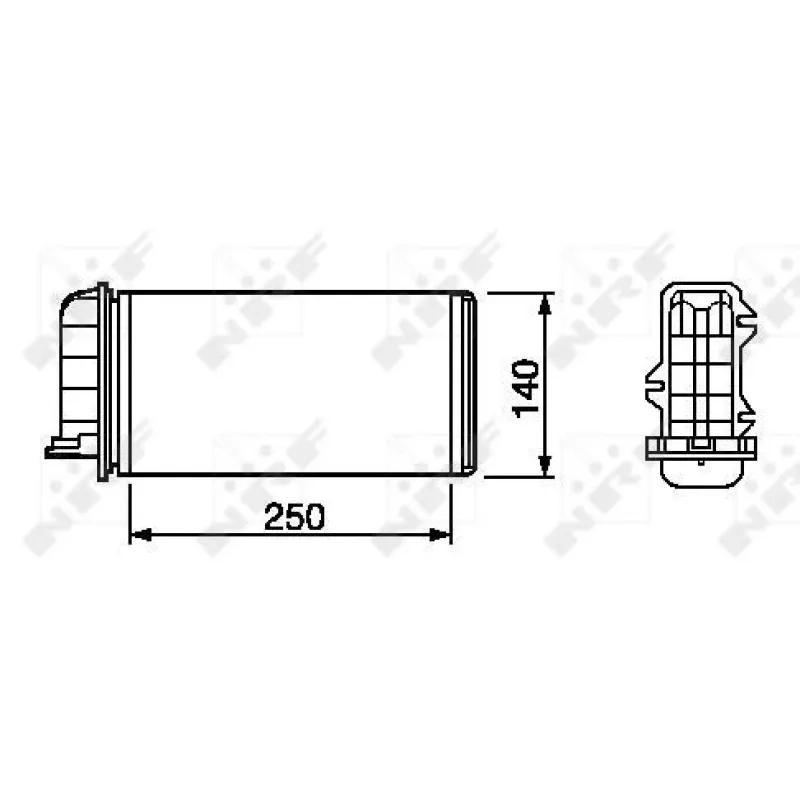 Радіатор пічки NRF 53219 для Fiat Brava/Bravo/Marea 1998-2003, 250x140x42 мм