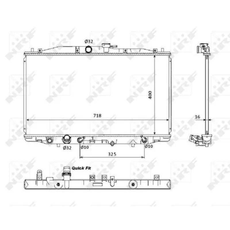 Радіатор охолодження NRF 53393 для Honda Accord VII 2.4 2003-2008, 718x400x16 мм
