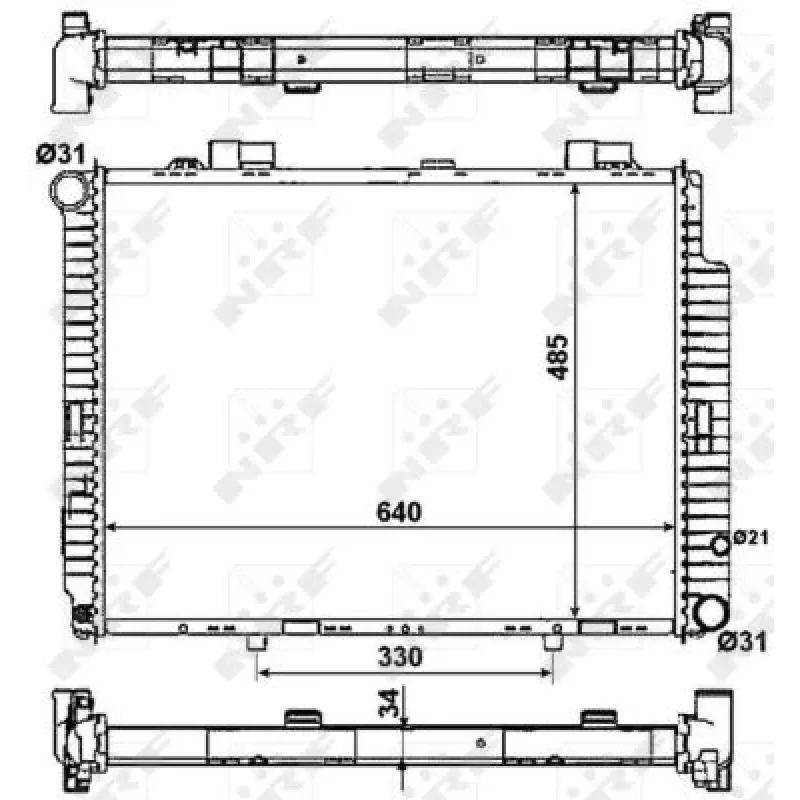 Радіатор охолодження NRF 53784 для Mercedes-Benz E-Class W210 2.0-2.2 CDI 1998-2003, 640x485 мм