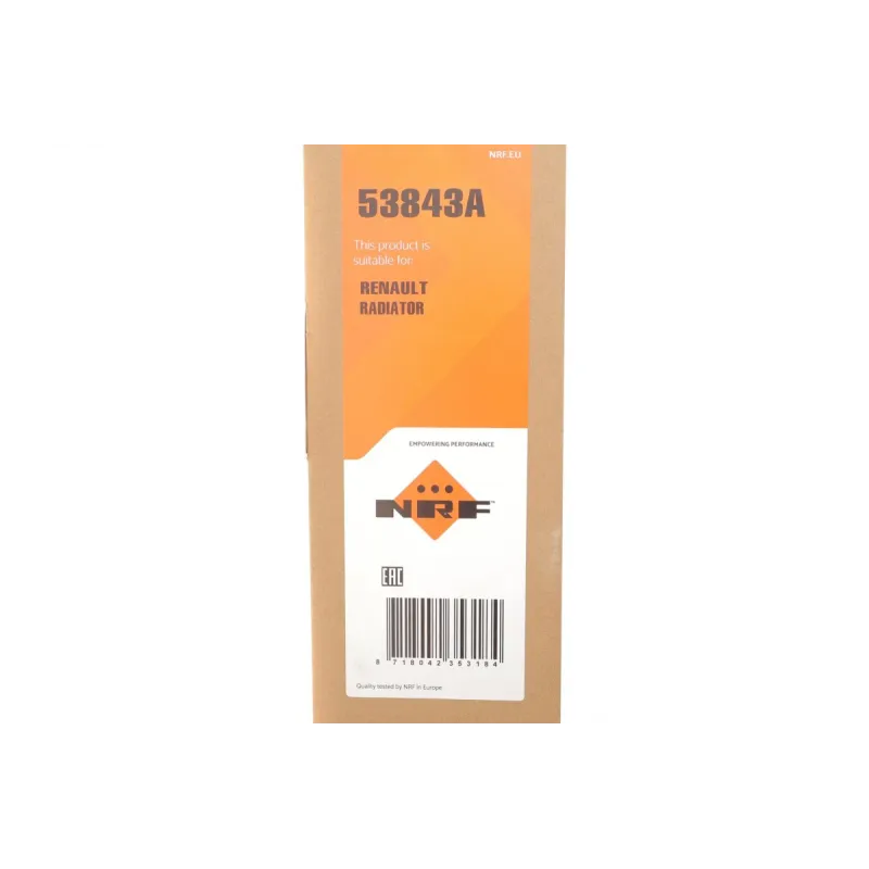 Радіатор охолодження NRF 53843A для Renault Megane II 1.9-2.0 dCi 2002-, 628x428x34 мм