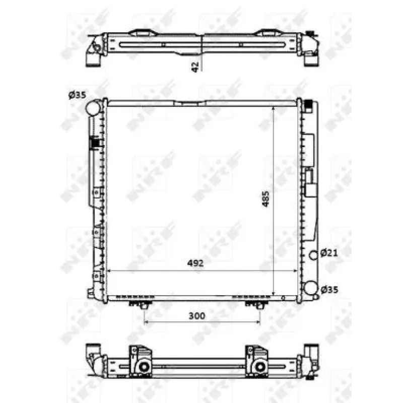 Радіатор охолодження NRF 53876 для Mercedes-Benz E-Class W124 1992-1995, 492x485x42 мм
