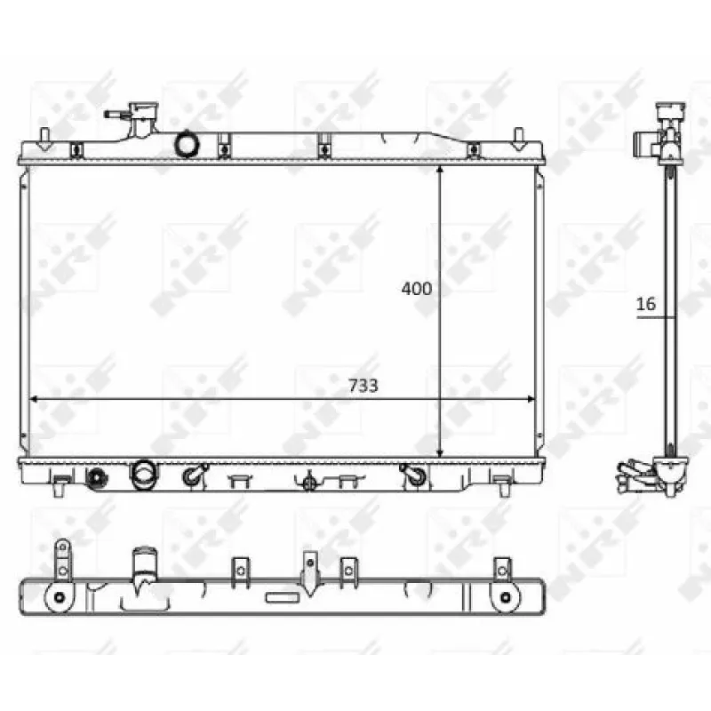 Радіатор охолодження NRF 58469 для Honda CR-V III (RE) 2.4 2007-, 733x400x16 мм