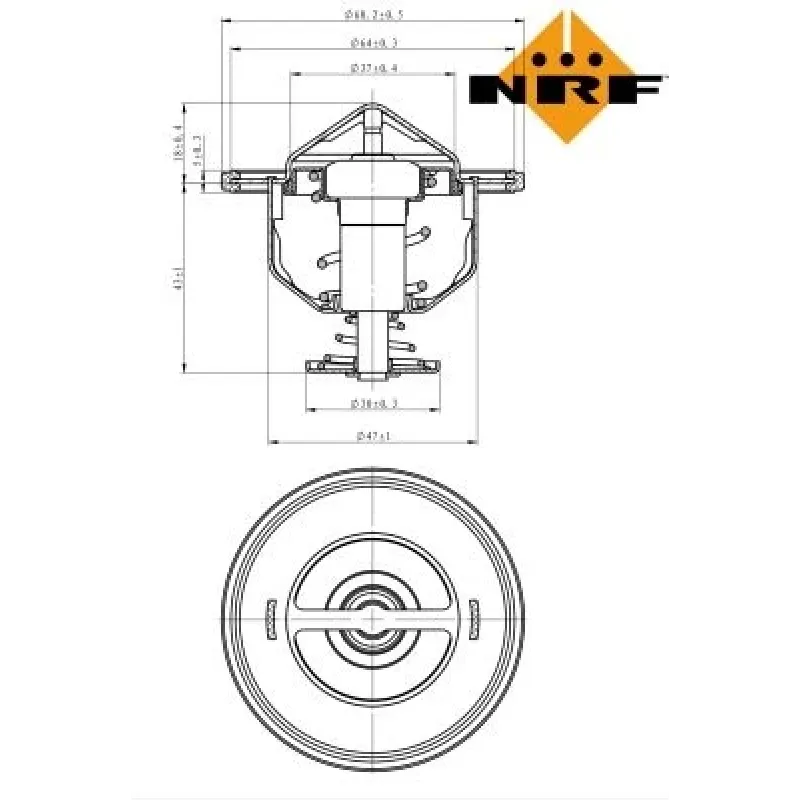 Термостат NRF 725176 для Mitsubishi L200 2.5D 2005-2015, Renault Espace 3.0dCi 2005- (82°C)