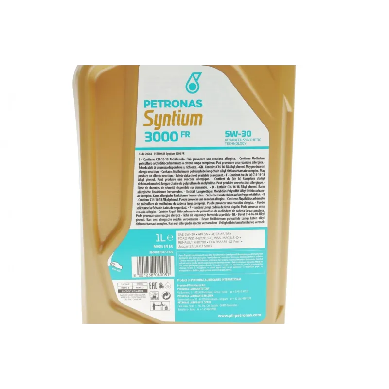 Моторна олива PETRONAS SYNTIUM 3000 FR 5W30 1L (70260E18EU) WSS-M2C 913-C/D