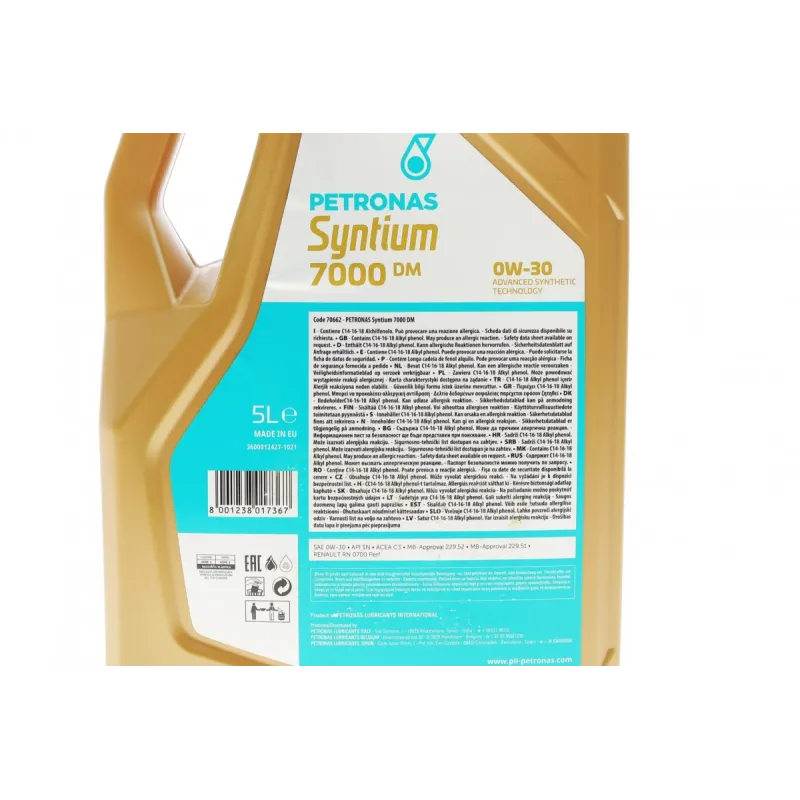 Олива 0W30 SYNTIUM 7000 DM (5L) (RN0700/MB 229.51/MB 229.52) (ACEA C3) (API SN) (з-на на 71226M12EU)