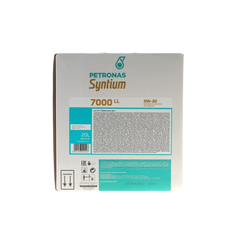 Моторна олива PETRONAS SYNTIUM 7000 LL 0W20 20L (BMW LL-17 FE+) (API SP) (ILSAC GF-6A/ACEA C6) 70719RY1EU