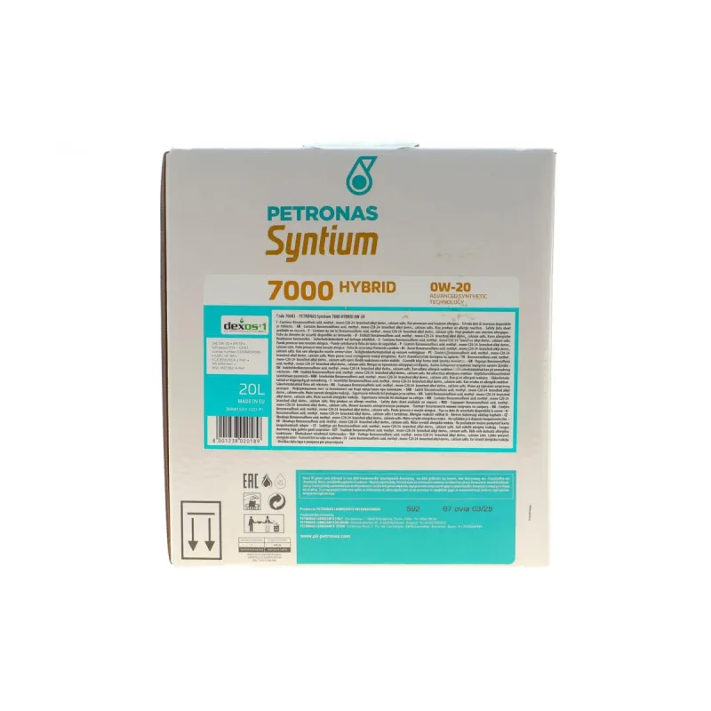 Моторна олива PETRONAS SYNTIUM 7000 HYBRID 0W-20 20L (API SP/ILSAC GF-6A, GM dexos1 Gen 3) 70803RY1EU