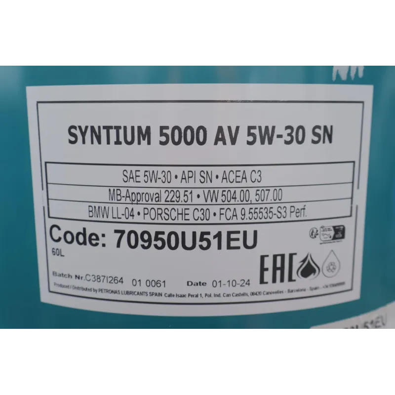 Моторна олива PETRONAS SYNTIUM 5000 AV 5W30 (60л) 70950U51EU LL-04/VW 504.00/507.00/MB 229.51