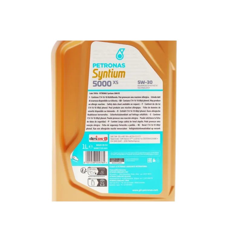 Олива 5W30 SYNTIUM 5000 XS (1L) GM Dexos 2 (API SN/ACEA C2/C3) (з-на на 71235E18EU)