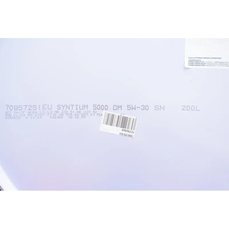 Олива 5W30 SYNTIUM 5000 DM (200L) (MB 229.51/MB 229.52) з-на на 71232251EU