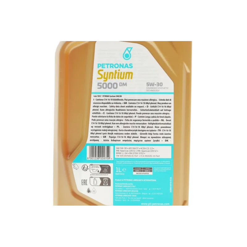 Олива 5W30 SYNTIUM 5000 DM (1L) (MB 229.51/MB 229.52/VW 505.00/505.01/LL-04/RN0700/RN0710) (з-на на 71232E18EU)
