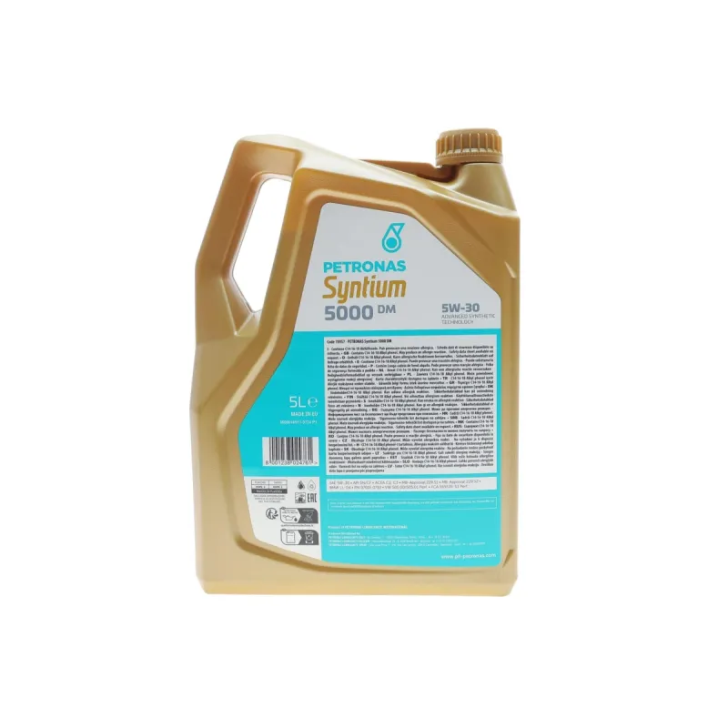 Моторна олива PETRONAS SYNTIUM 5000 DM 5W-30 5L (MB 229.51/229.52, VW 505.00/505.01, BMW LL-04) 70957M12EU