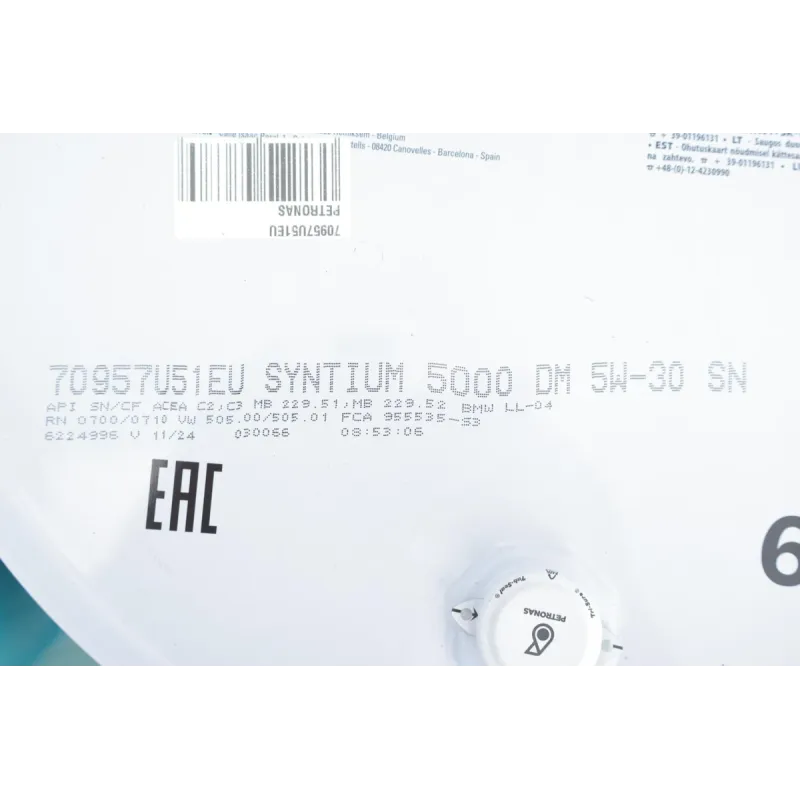 Олива 5W30 SYNTIUM 5000 DM (60L) (MB 229.51/MB 229.52) з-на на 71232U51EU