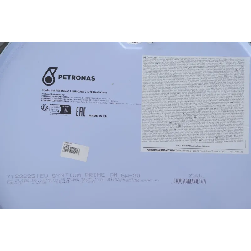 Олива 5W30 SYNTIUM PRIME DM (200L) (MB 229.51/MB 229.52/VW 505.00/505.01/LL-04) заміна для 70957251EU