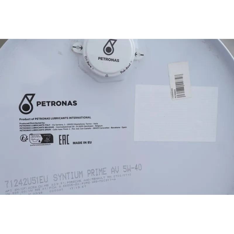 Олива 5W40 SYNTIUM PRIME AV (60L) (VW 505.00/505.01/MB 229.51/RN0700/RN0710) (API SN) (ACEA C3) заміна для 70179U51EU