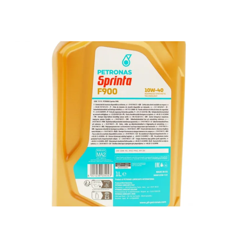 Моторна олива 10W40 SPRINTA F900 4T 1L PETRONAS 73119E15EU API SN/JASO MA2