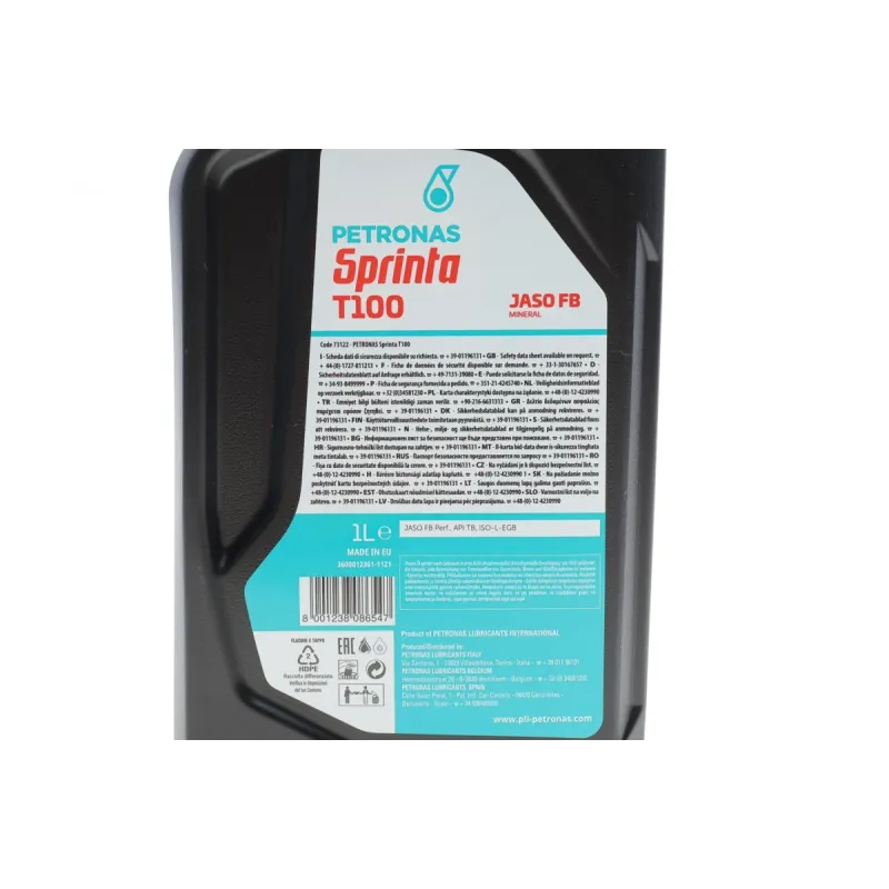 Моторна олива PETRONAS SPRINTA T100 2T (1L) 73122E15EU ISO-L-EGB/JASO FB API TB