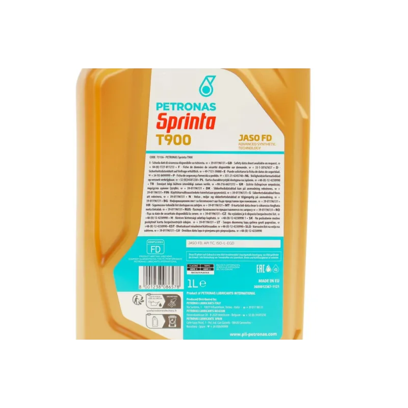 Олива двотактна PETRONAS SPRINTA T900 2T (1L) ISO-L-EGD/JASO FD API TC 73136E15EU
