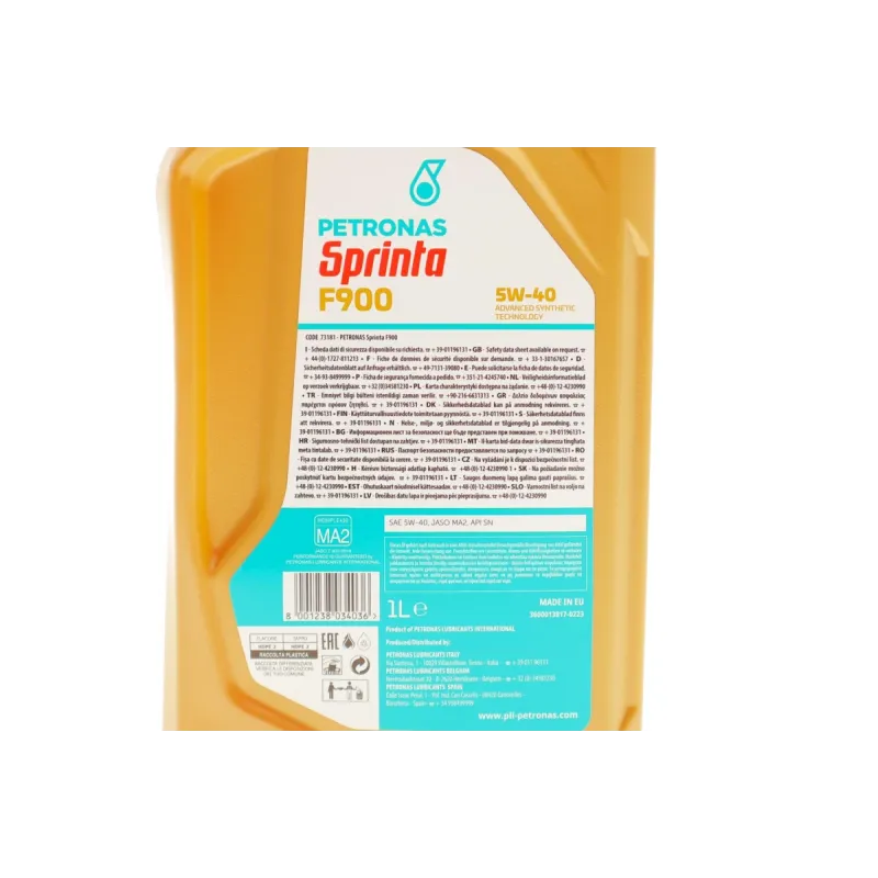 Моторна олива 5W40 SPRINTA F900 4T PETRONAS 73181E15EU (1L) JASO MA2 API SN