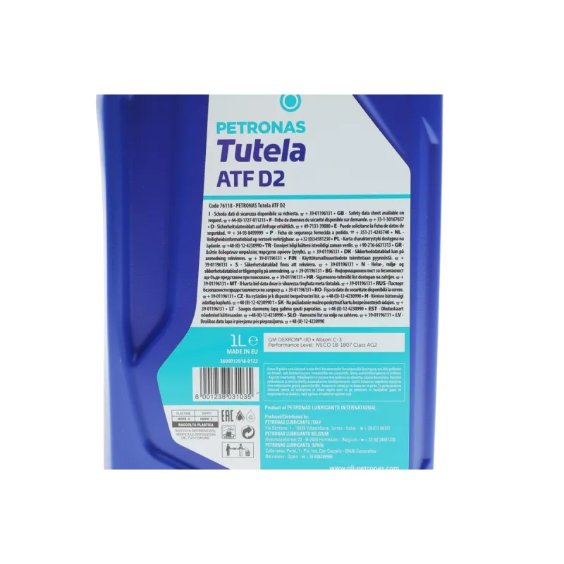 Олива для АКПП PETRONAS TUTELA ATF D2 1L (Allison C3/Dexron IID) 76118E15EU