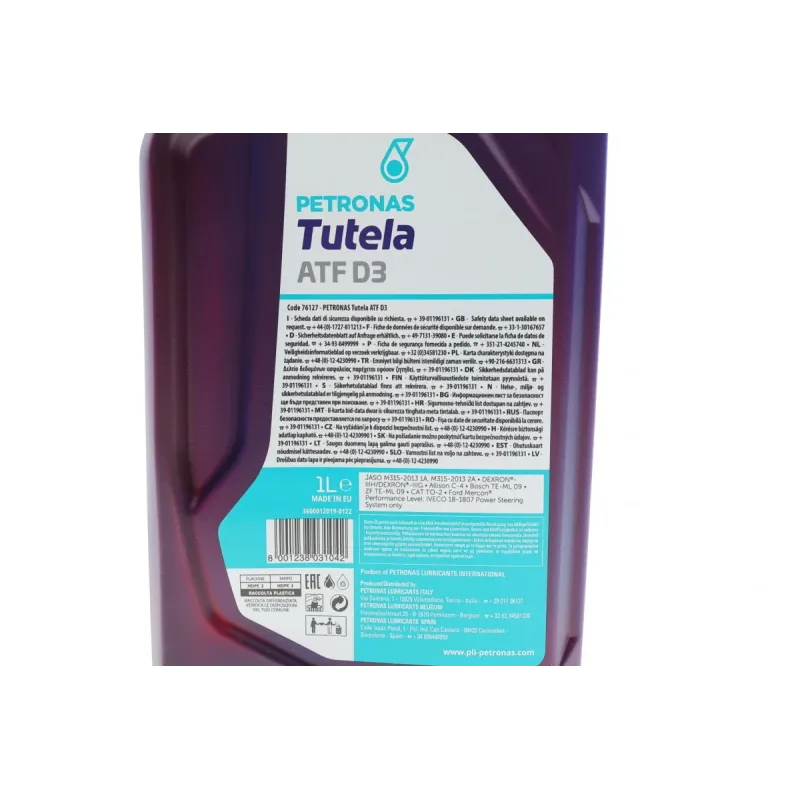 Олива TUTELA ATF D3 (1L) (GM Dexron III-H/Dexron III-G/Allison C4/Ford Mercon)