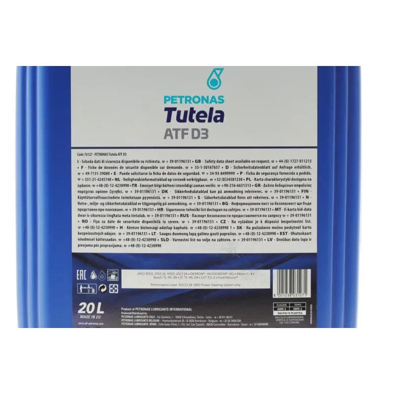 Трансмісійна олива PETRONAS TUTELA ATF D3 20L (76127R41EU) Dexron III-H/G