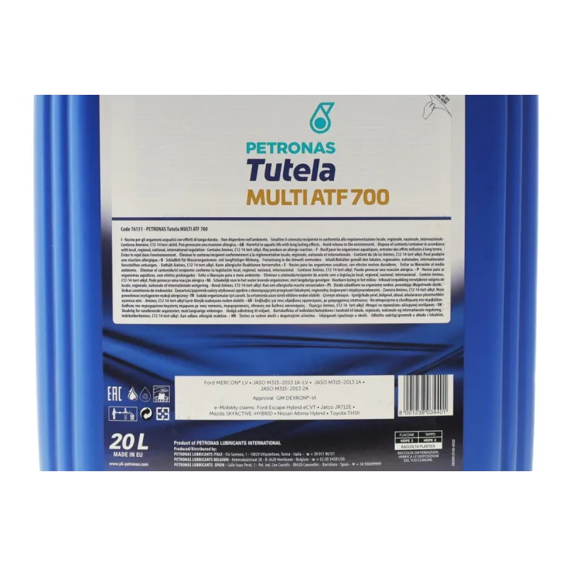 Олива TUTELA MULTI ATF 700 (20L) (DEXRON VI/ Ford MERCON LV/PSA B71 2340)