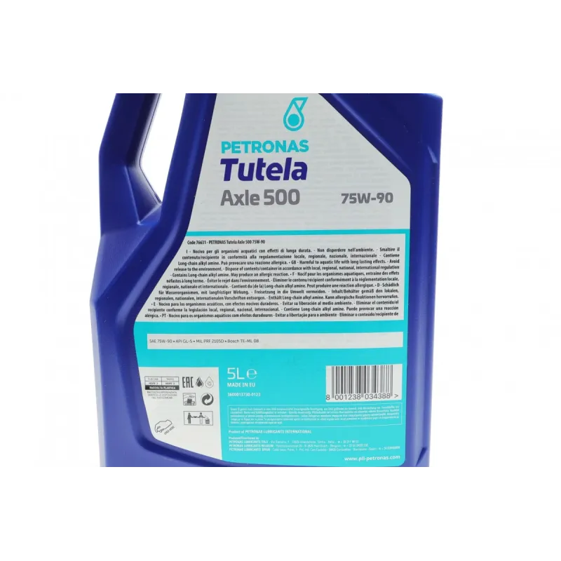 Олива 75W90 TUTELA AXLE 500 (5L) API GL-5 (MIL PRF 2105D/ZF TE-ML 07A/TE-ML 08/Bosch TE-ML 08)