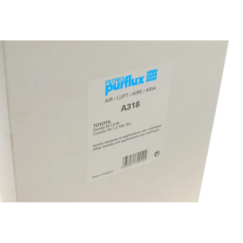 Фільтр повітряний PURFLUX A318 для Toyota Corolla E10/E11 1.3-1.4i 1992-2000, 227x167x42 мм
