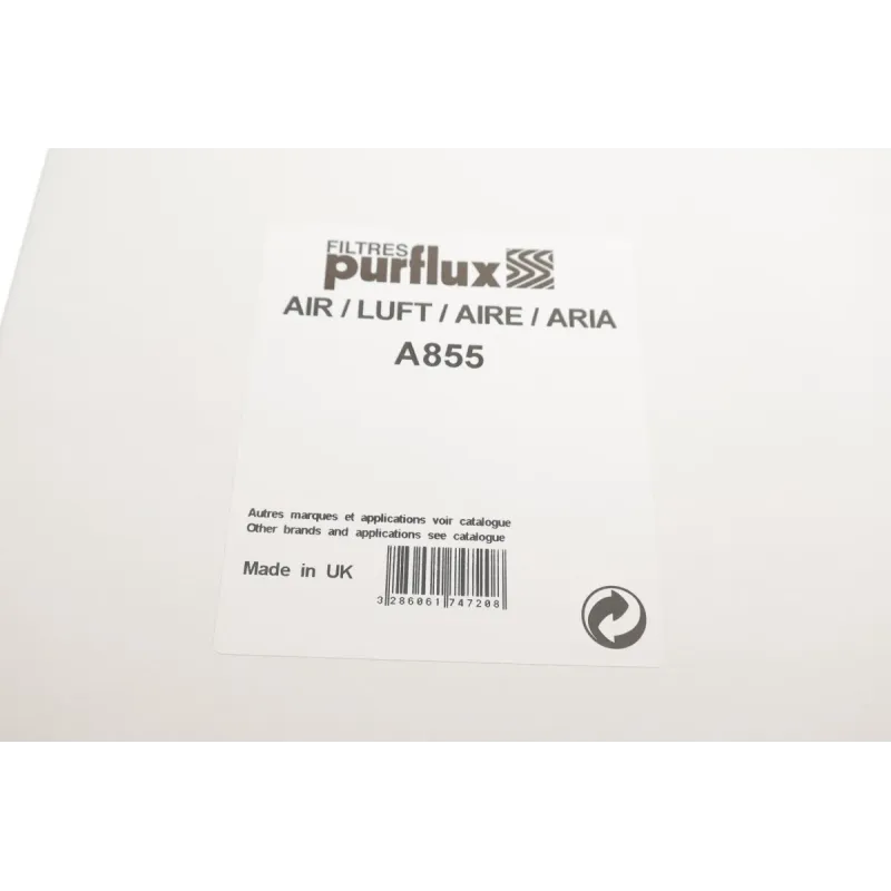 Фільтр повітряний PURFLUX A855 для Volvo 740/760/940/960, 285x212x42 мм