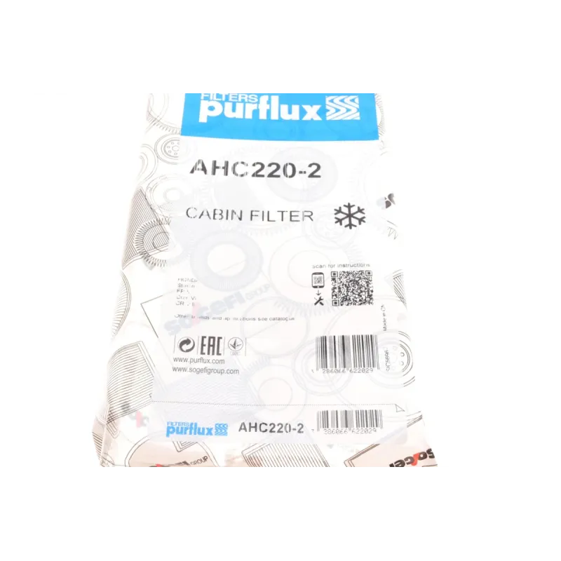 Фільтр салону вугільний PURFLUX AHC220-2 для Honda Civic 2000-2005, CR-V 2001-2006 (2 шт.) 224x111x29 мм
