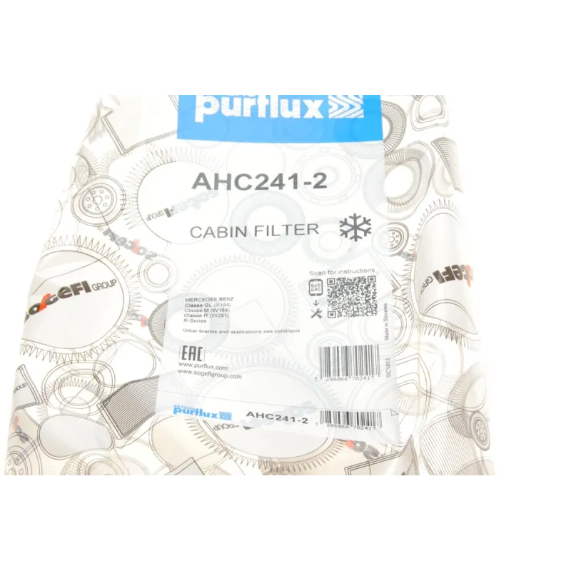 Фільтр салону вугільний PURFLUX AHC241-2 для Mercedes-Benz ML W164, GL X164