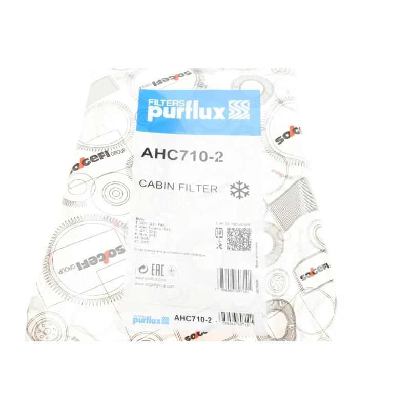 Фільтр салону вугільний PURFLUX AHC710-2 для BMW 5 (G30) 2016-2023, 7 (G11/G12) 2015-2022