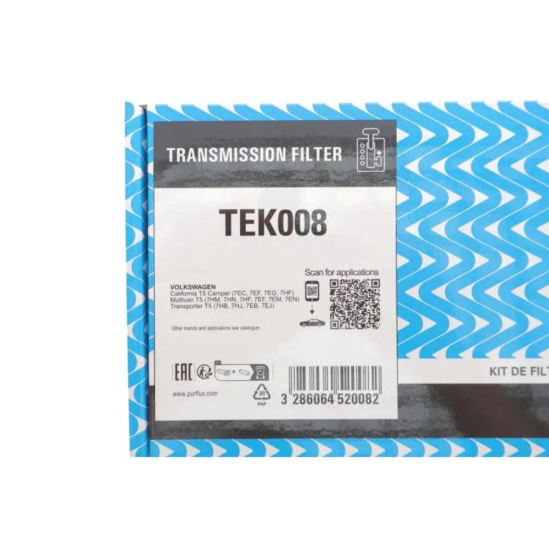 Фільтр АКПП PURFLUX TEK008 для Volkswagen T5 2.5 TDI/3.2 2003-2009 (167.1x137.6x28.5 мм)