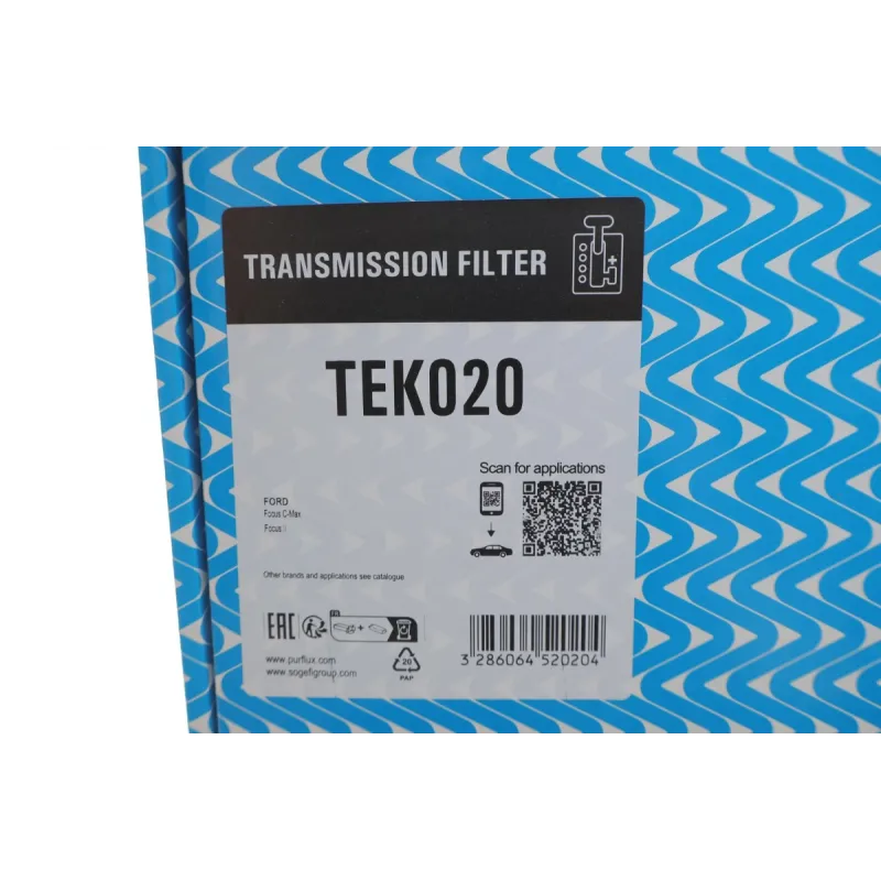 Фільтр АКПП PURFLUX TEK020 для Ford Focus II 1.4-2.5 2004-2012 (204x176x123 мм)