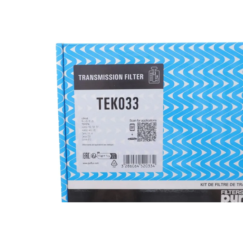 Фільтр АКПП PURFLUX TEK033 для Toyota Camry 2.0/2.4 16V 2001-, Lexus RX 300 2000-, комплект з прокладкою