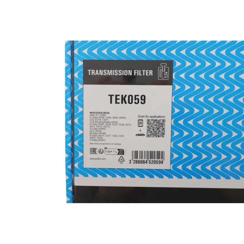 Маслоприймач (піддон) АКПП PURFLUX TEK059 для Mercedes-Benz C-Class W205/W212/W213 1.6-3.0 2009-
