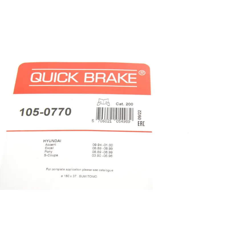 Комплект пружинок колодок ручника QUICK BRAKE 105-0770 для Hyundai Accent, Excel, Pony, S Coupe