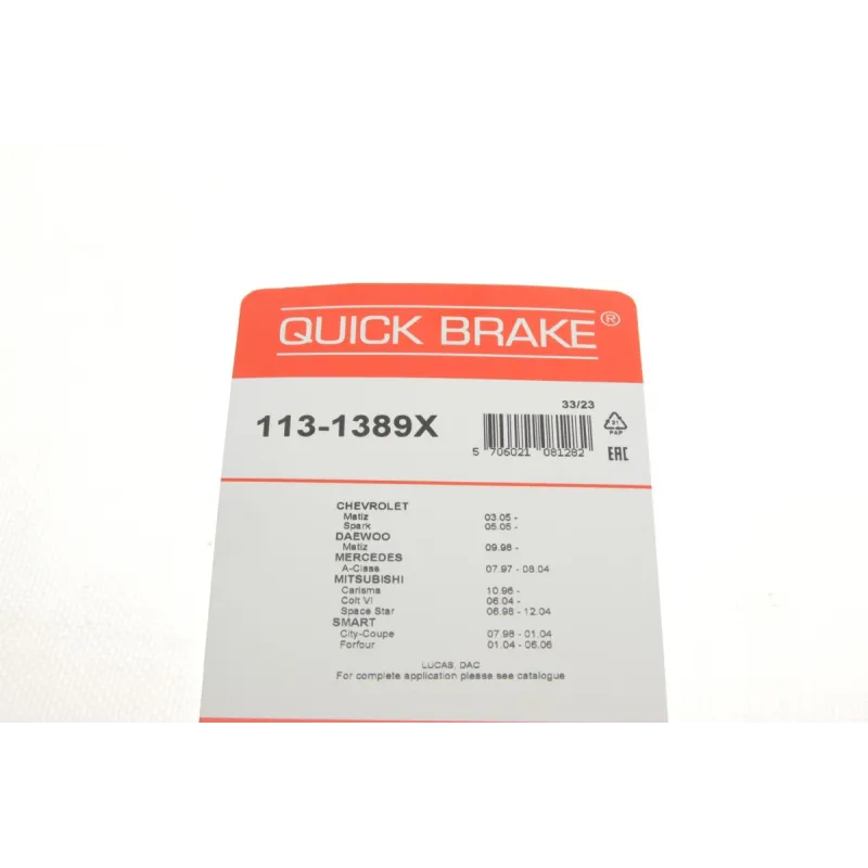 Направляюча супорта переднього QUICK BRAKE 113-1389X для Mercedes-Benz A-Class W168, Mitsubishi Colt VI