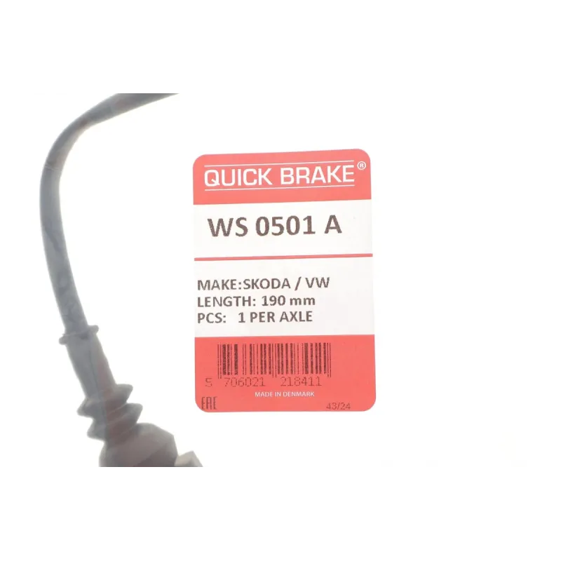Датчик зносу гальмівних колодок передній QUICK BRAKE WS 0501 A для Skoda Kodiaq, Superb IV, VW Passat B9 2023-, 190 мм