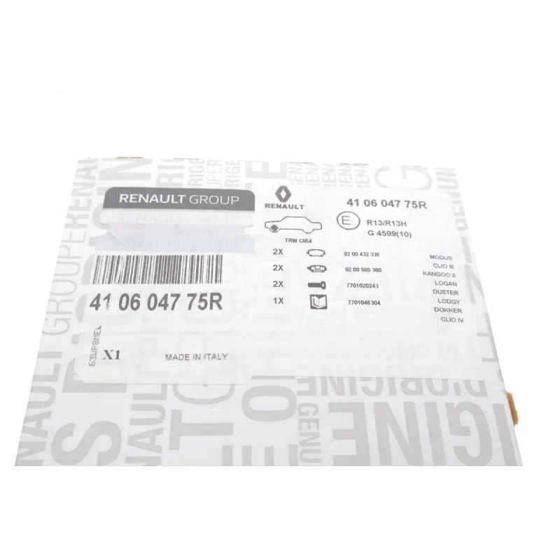 Колодки гальмівні передні RENAULT 410604775R для Dacia Duster, Renault Kangoo, Megane, Mercedes-Benz Citan