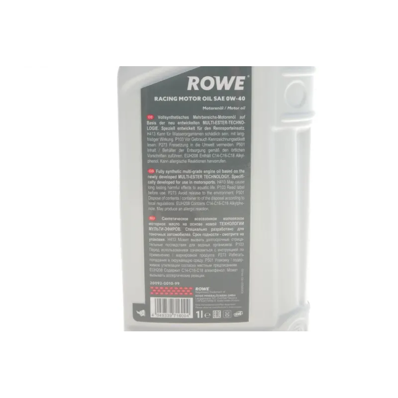 Моторна олива ROWE HIGHTEC RACING MOTOR OIL 0W40 1L MULTI-ESTER TECHNOLOGY 20092-0010-99