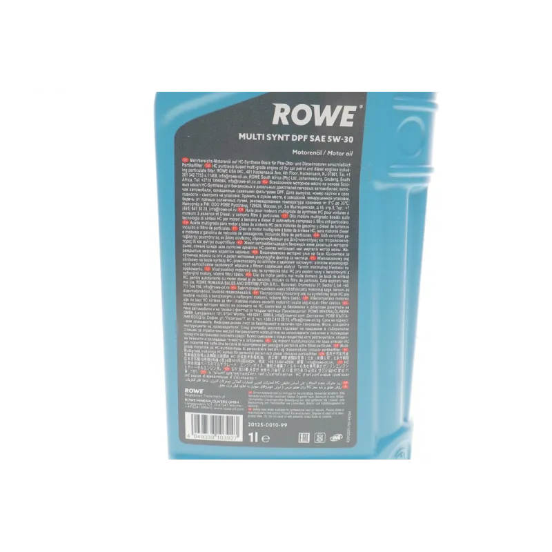 Моторна олива ROWE HIGHTEC MULTI SYNT DPF 5W-30 1л (BMW LL-04, MB 229.51/229.31/229.52, VW 504.00/507.00, GM dexos2) 20125-0010-99