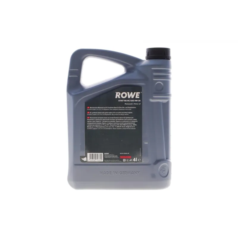 Моторна олива ROWE HIGHTEC SYNT RS HC 0W20 4л (ACEA A5/B5, API SN/CF) 20134-0040-99