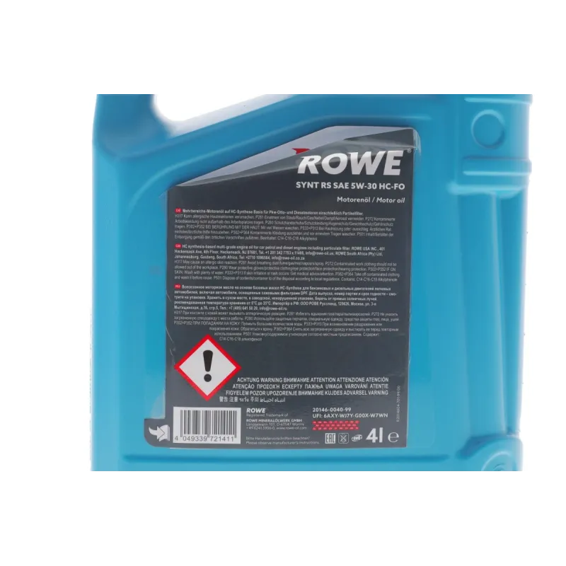Олива 5W30 HIGHTEC SYNT RS HC-FO (4L) (WSS-M2C913-D/ILSAC GF-3/-4/RN 0700/18-1811 S1/STJLR.03.5003)